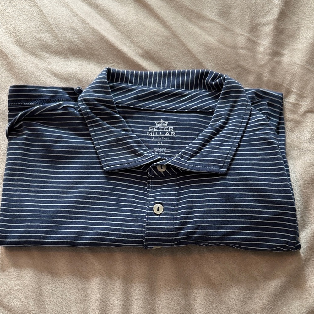 Peter Millar Navy Striped Polo Shirt